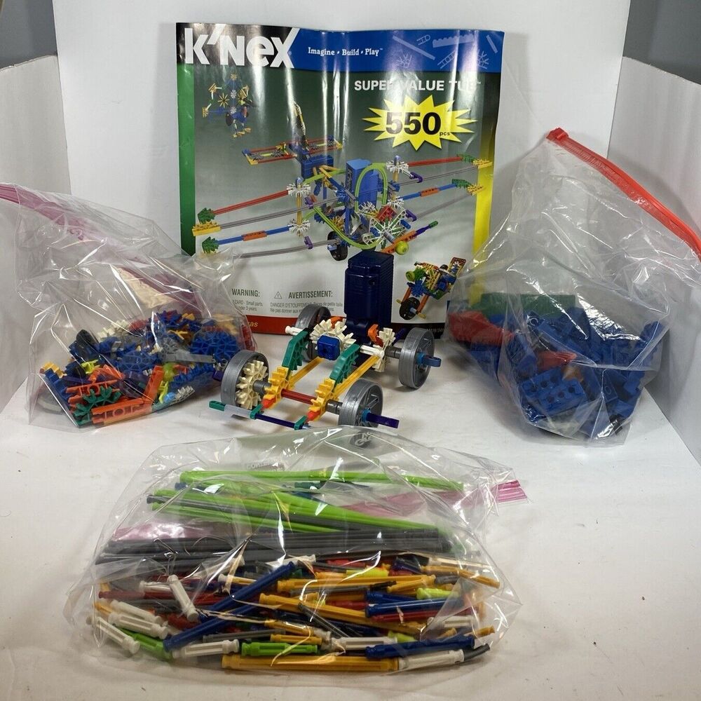 COMPLETE K'NEX 550 Piece Super Value Tub w/Instructions 14 Projects